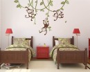 3 Monkeys Swinging From Vines Wall Decal